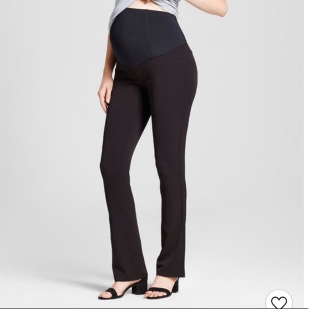 (6)- Isabel Maternity Mid-Rise Crossover Panel Bootcut Trousers‎